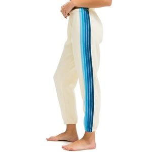Aviator Nation - white & blue five strip sweatpants - size medium